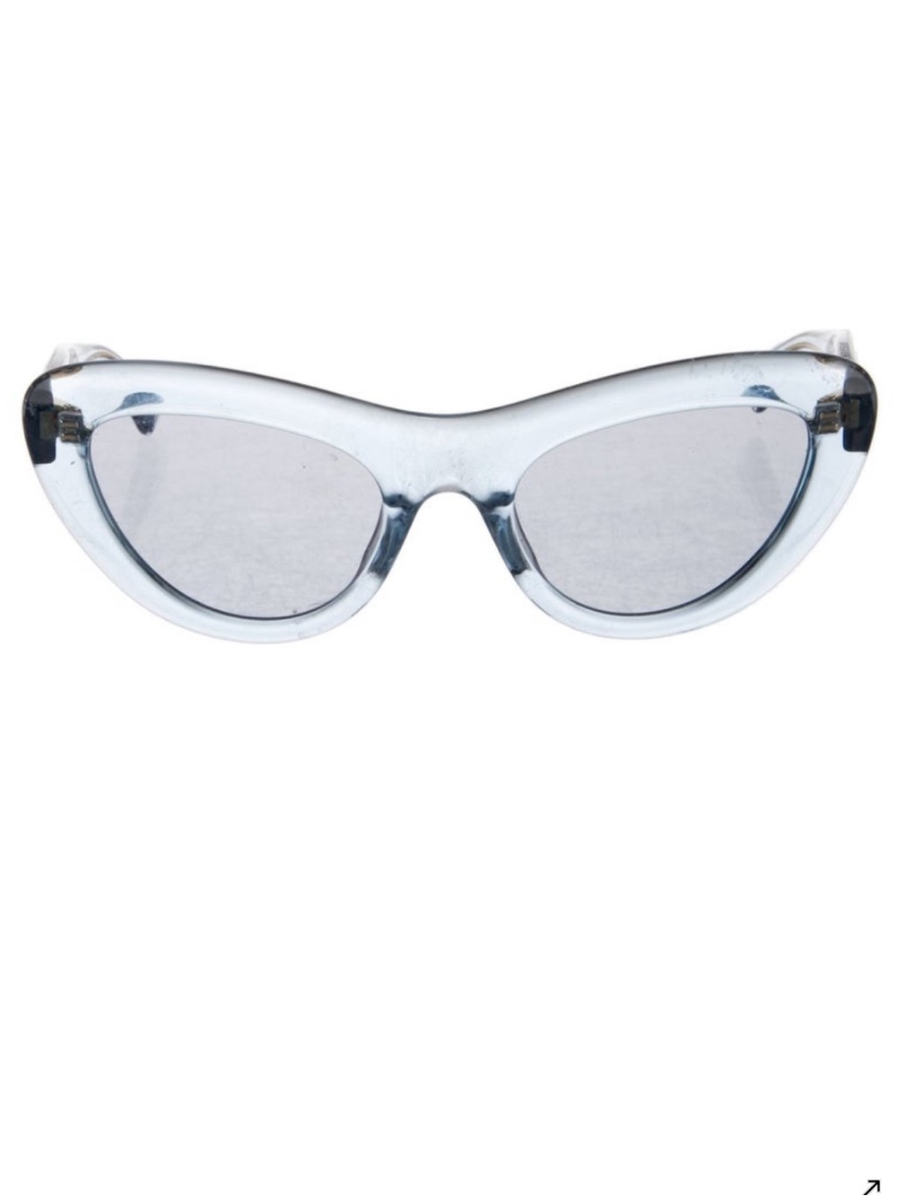 Bottega Veneta Translucent Light Blue Cat Eye Sunglasses with Gold Temples - Picture 2 of 5